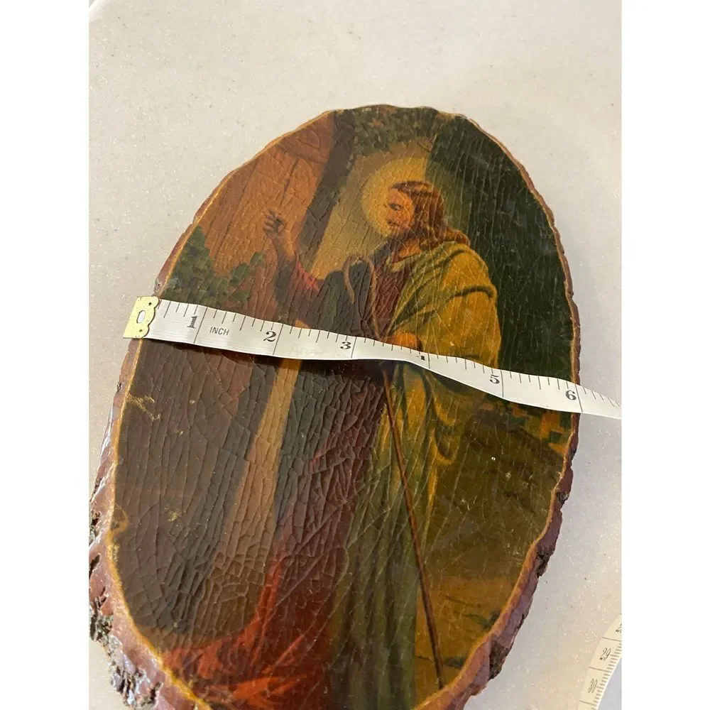 Vintage 60s Decoupage on Wood CHRIST Knocking at the Door